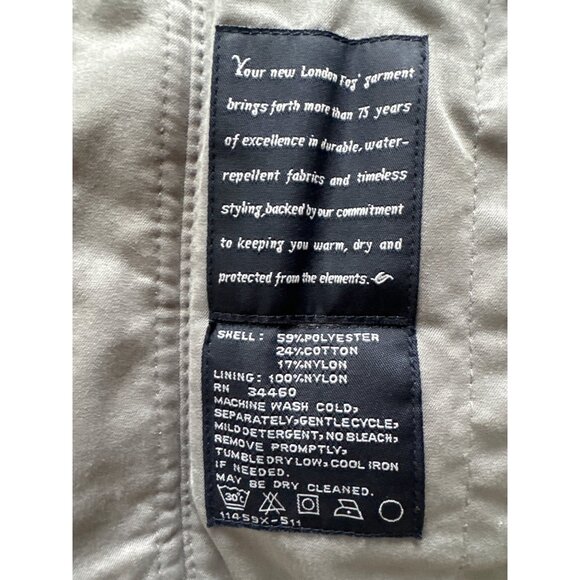 London Fog Mens Gray Jacket Size Large With Zipper & Button Closure - Picture 13 of 15